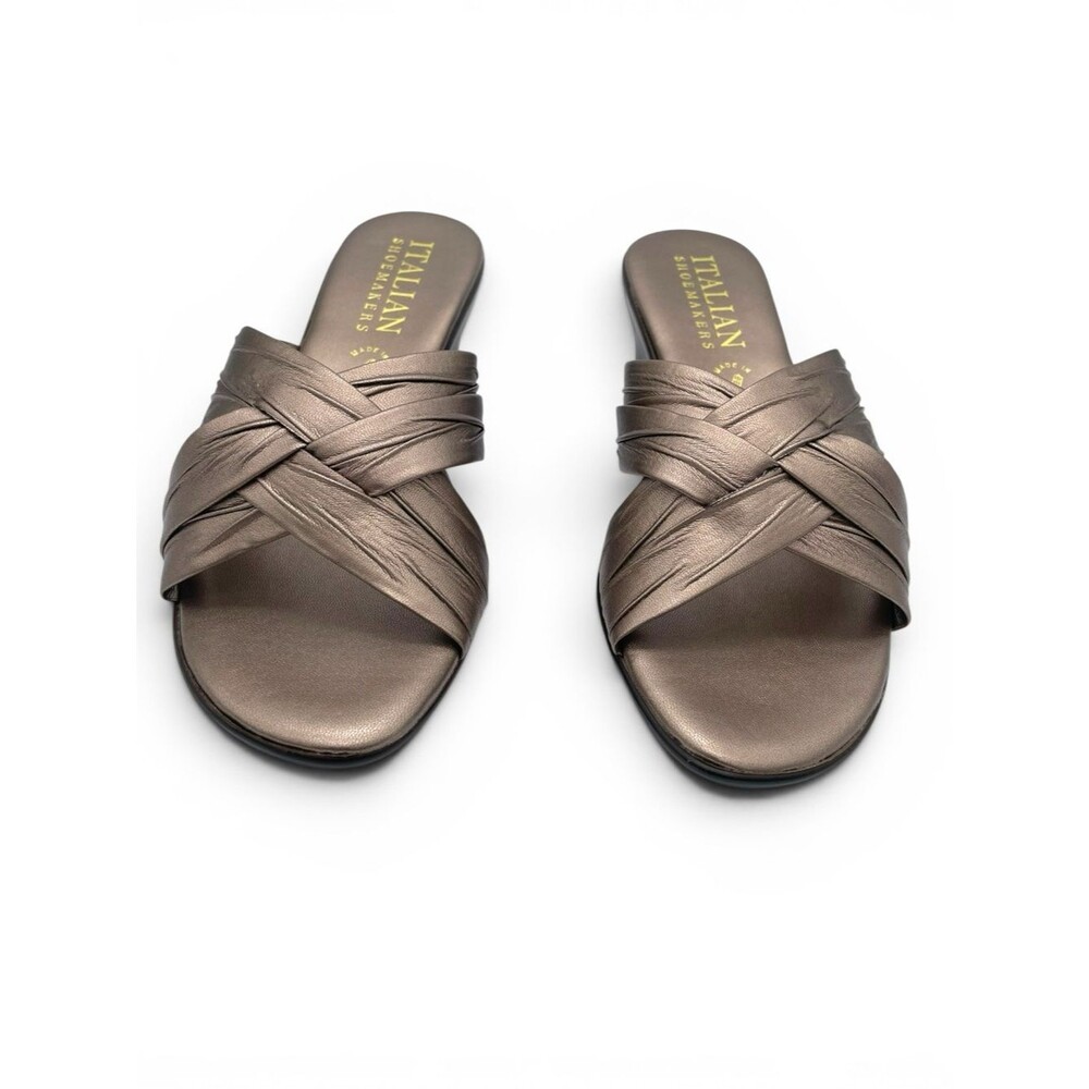 Italian Shoemakers Wedge Sandals Bronze Women Size 8M Comfort Slip On - Picture 5 of 10